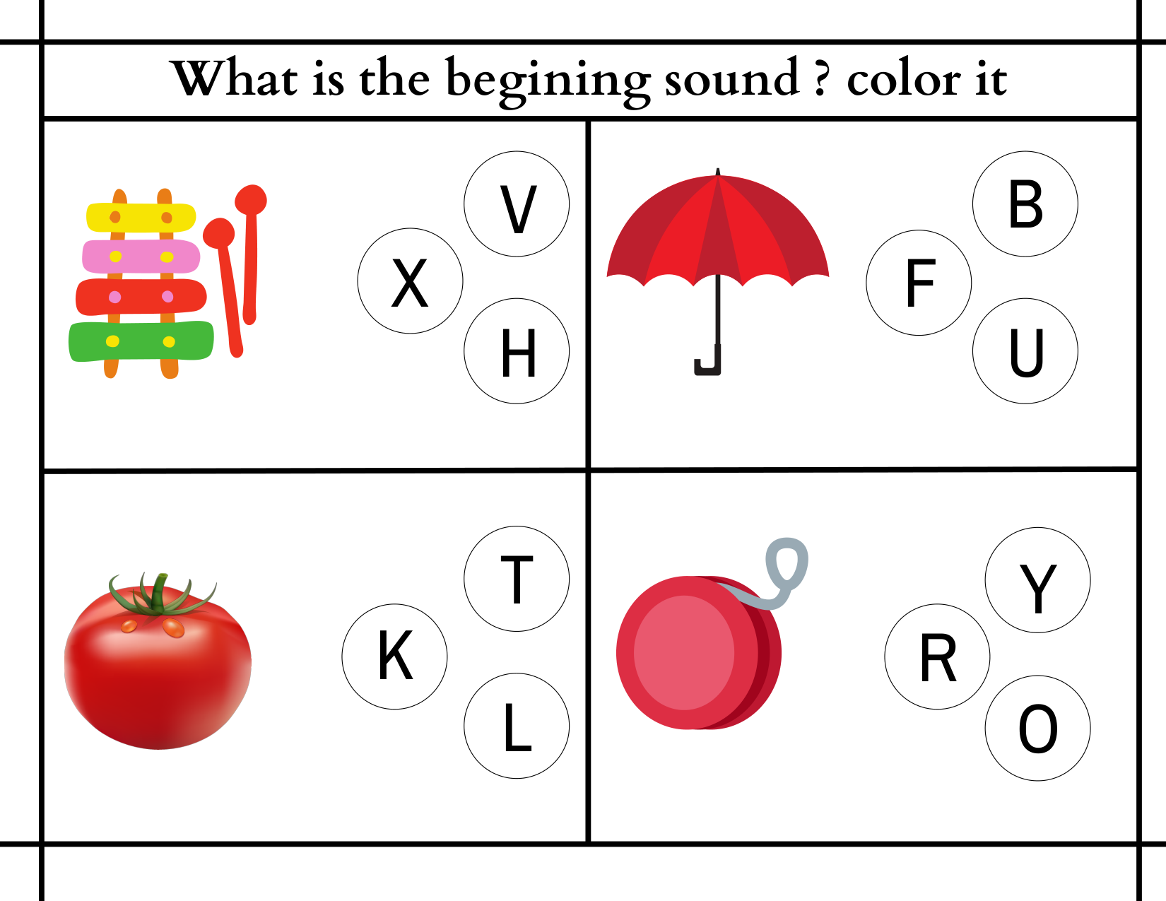 Alphabet Beginning Sounds Worksheet Preview